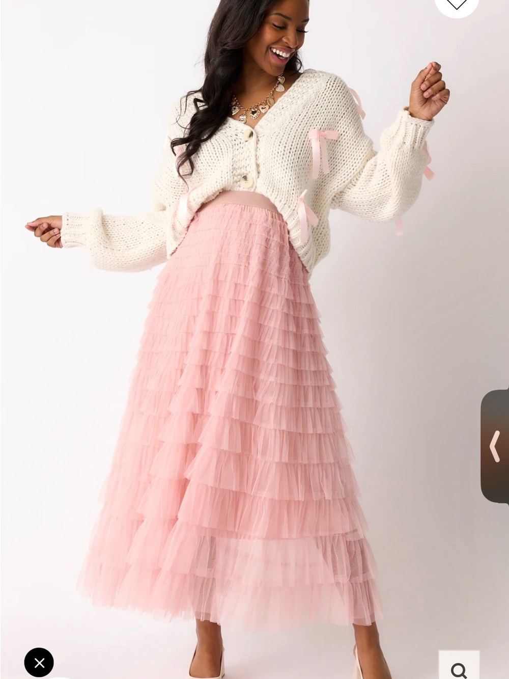 Women's Blush Pink Tiered Tulle Maxi Skirt